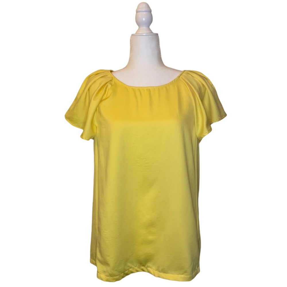 Paraella Bright Yellow Flounce Sleeve Top M